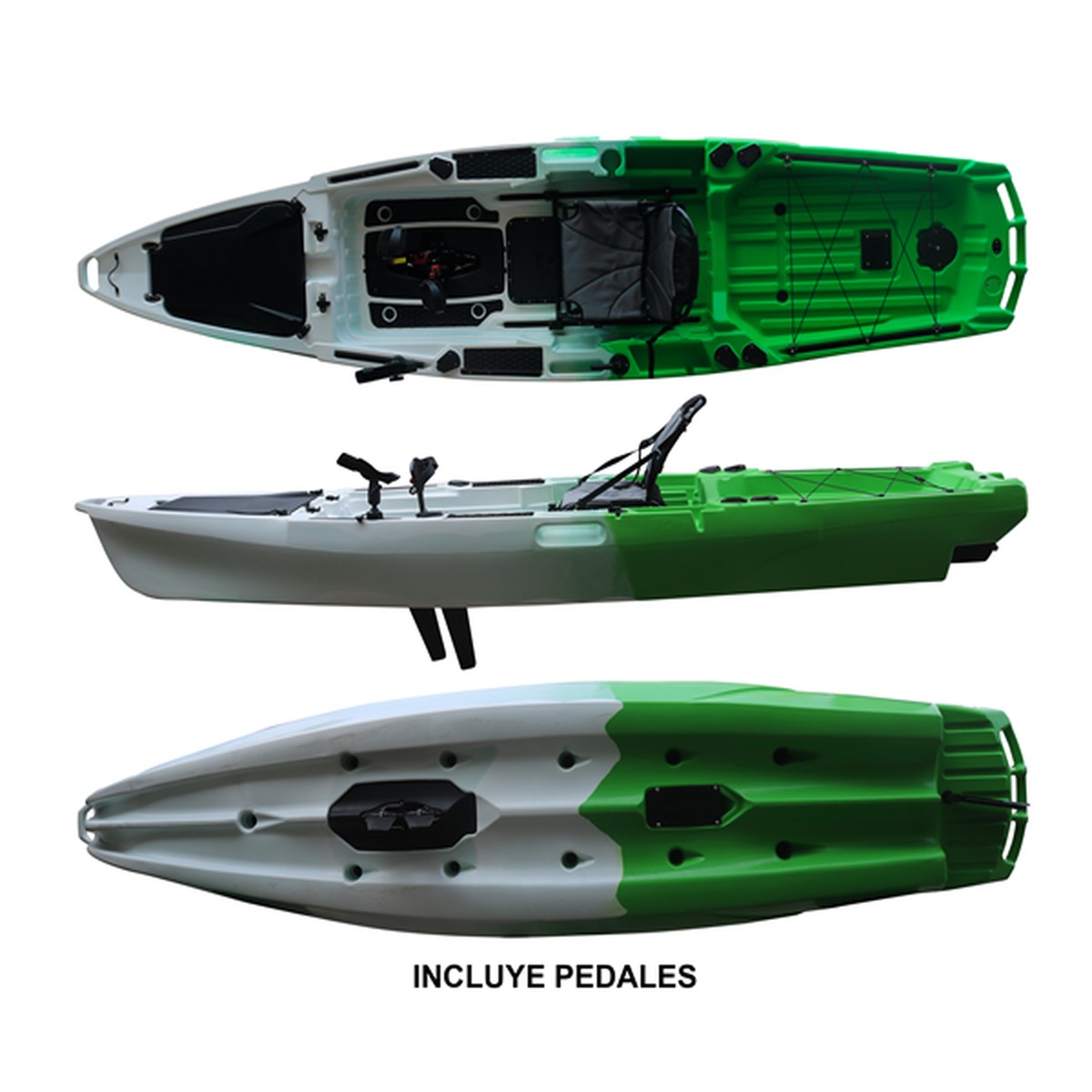 Kayak Harman 12.8' con Pedal - Verde/Blanco (VK40)