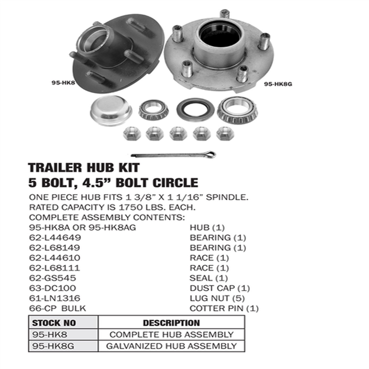 Hub Trailer Panama East 5 Pernos 1-3/8" X 1-1/16"
