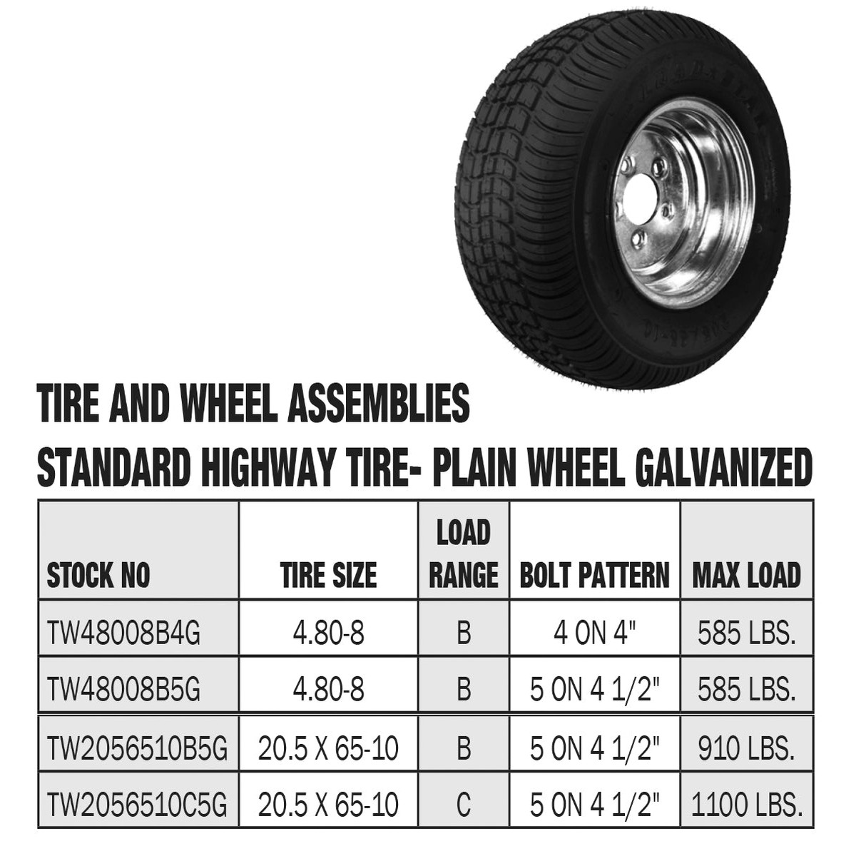 Plain Galv Standard Complete Trailer Rim *