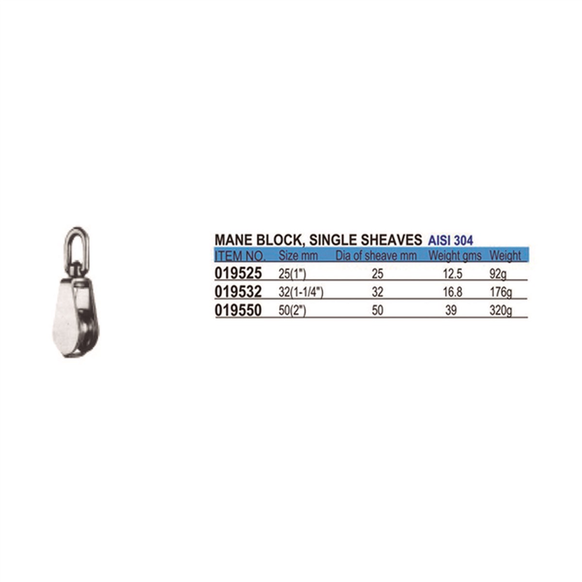 Polea Pet Mane Block Single Sheave