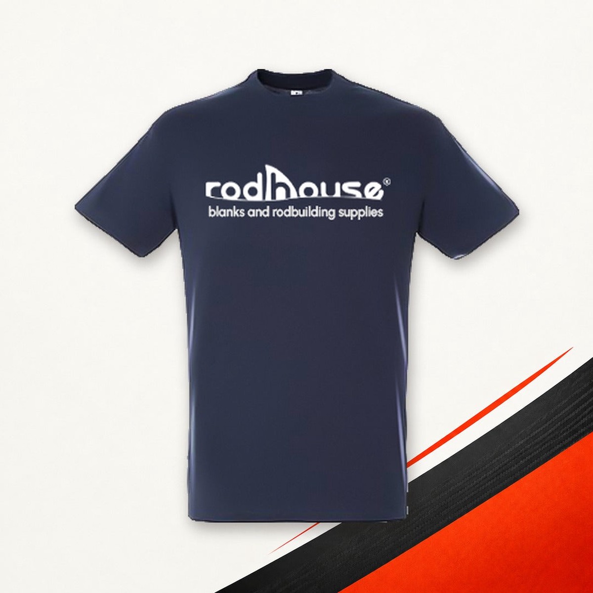 Rodhouse fishing T-shirt, navy blue, 100% cotton