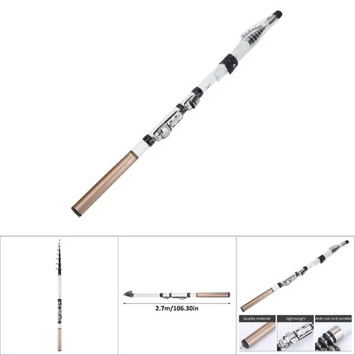 (2.7) Portable Telescopic ishing Rod Carbon iber 2.7M Travel Pole